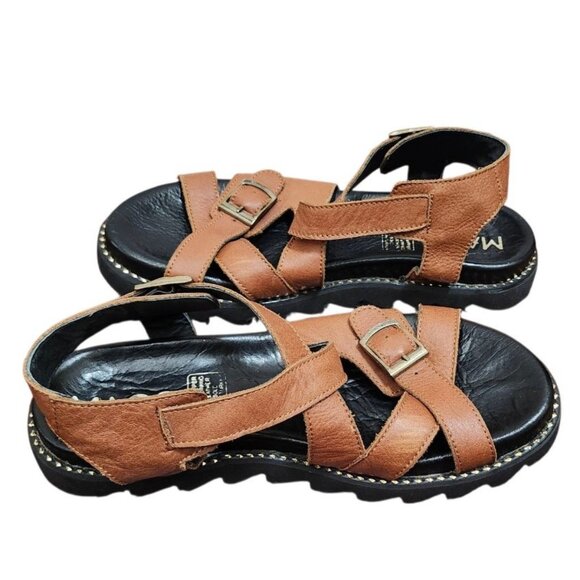 MAGO Leather Sandals Brown | Comfort Strappy Slides | Size 39 EU / 8.5 US - Picture 7 of 11